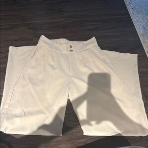 Cream Wide-Leg Pants